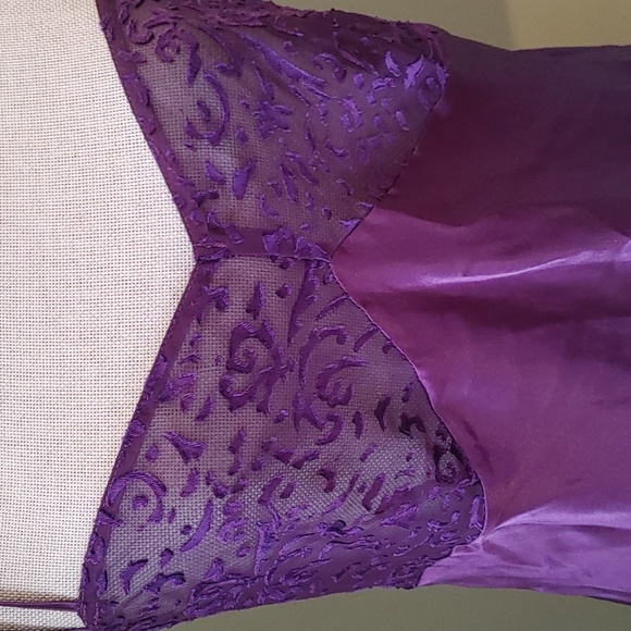 Lace and Satin Slip Dress Purple Size Medium - Picture 3 of 12